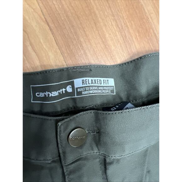 Carhatt Relaxed Fit Mens Cargo Carpenter Shorts Green Rugged Flex Work 42x11 - Picture 9 of 12